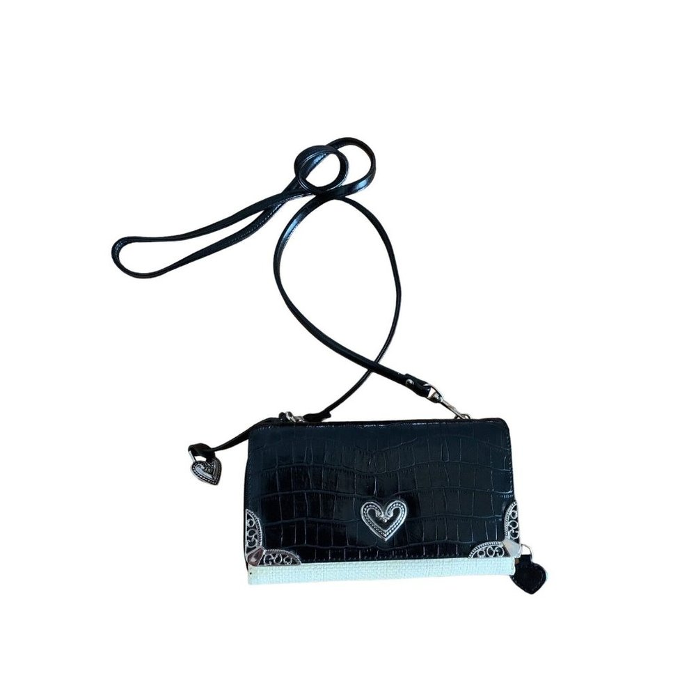 Unbranded Black Croc & Bamboo Embossed Crossbody Wallet Clutch Organizer